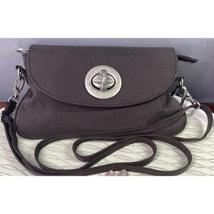Baggallini Women's Brown Nylon Crossbody Bag Purse Flap Turn Lock Clutch 5.5x9.5